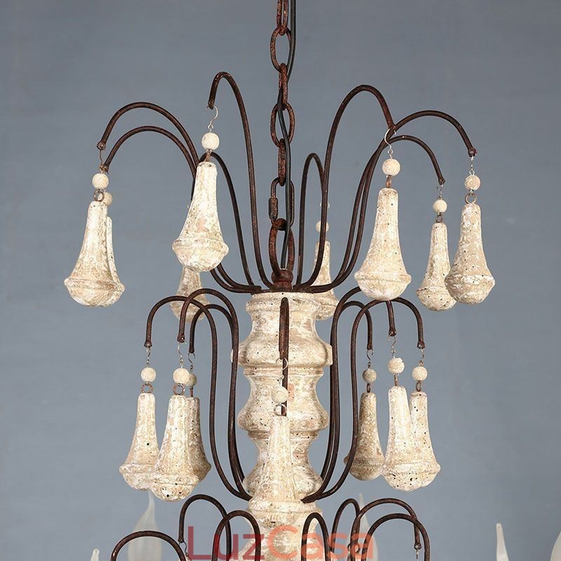 Lustre Pendente de Madeira Estilo Retro Elegante