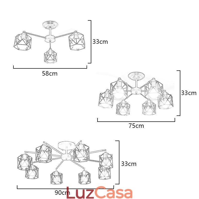 Luminária pendente moderna de gaiola para pássaros, ferro, iluminação decorativa