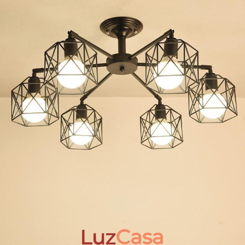 Luminária pendente moderna de gaiola para pássaros, ferro, iluminação decorativa
