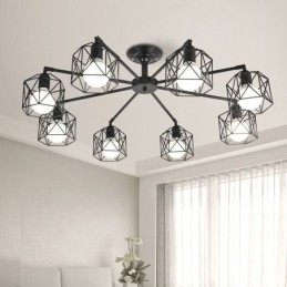 Luminária pendente moderna de gaiola para pássaros, ferro, iluminação decorativa