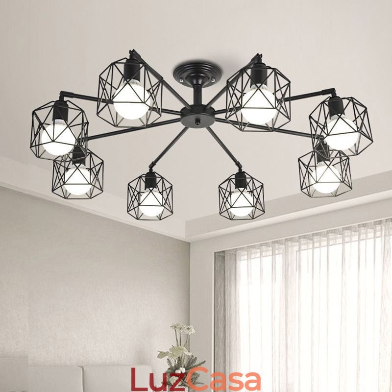 Luminária pendente moderna de gaiola para pássaros, ferro, iluminação decorativa