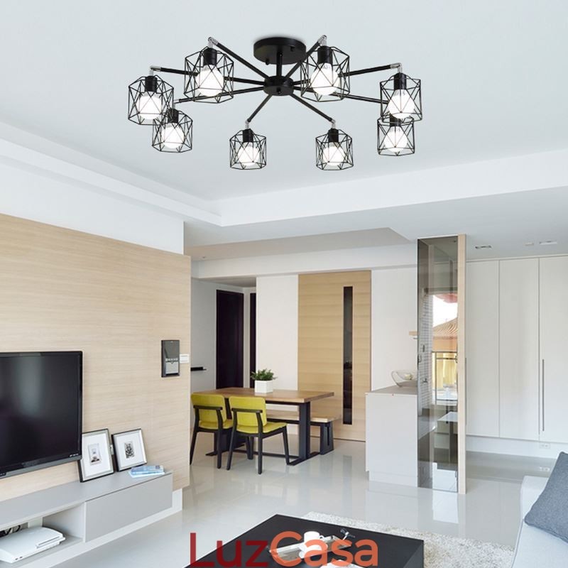 Luminária pendente moderna de gaiola para pássaros, ferro, iluminação decorativa