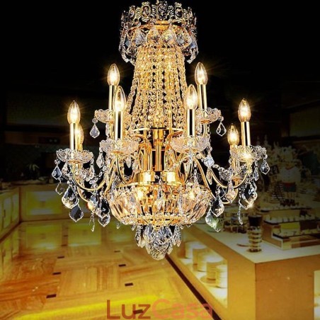 Lustre de cristal de luxo europeu Duplex luz pendente de escada