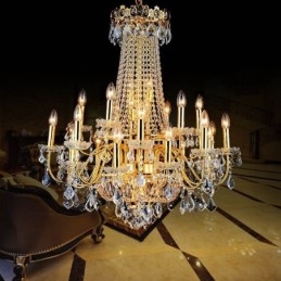 Lustre de cristal de luxo europeu Duplex luz pendente de escada