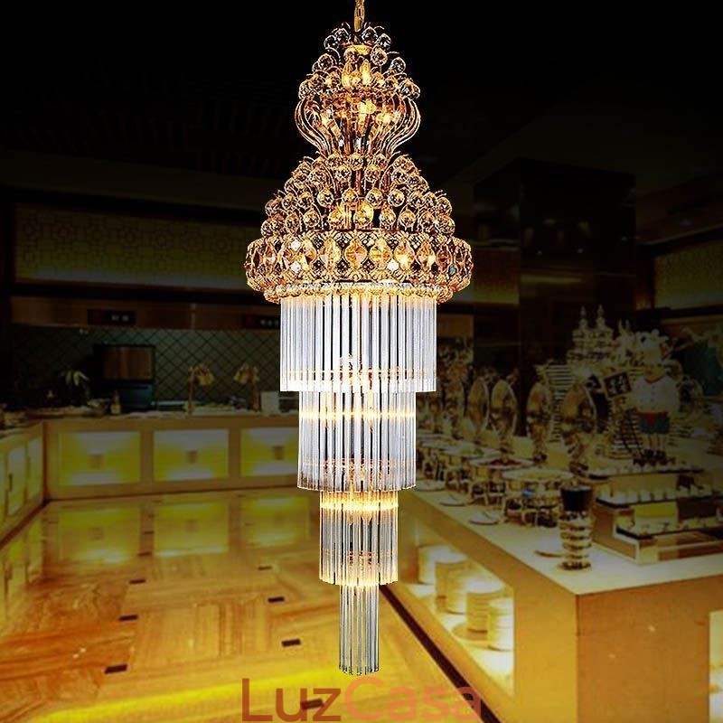 Lustre Império de Cristal Retro Luxo Pingente Longo