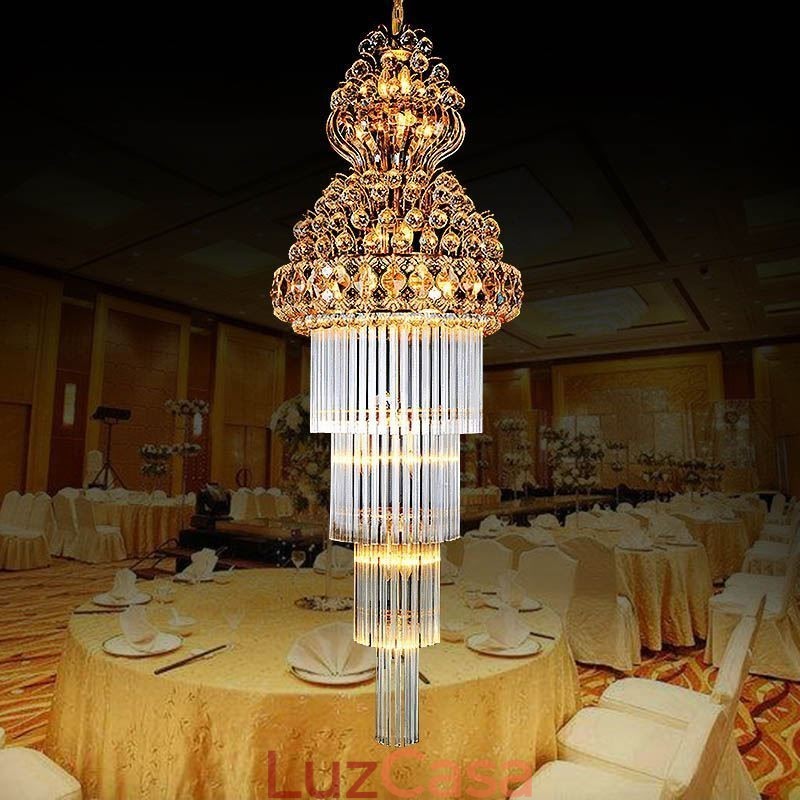 Lustre Império de Cristal Retro Luxo Pingente Longo