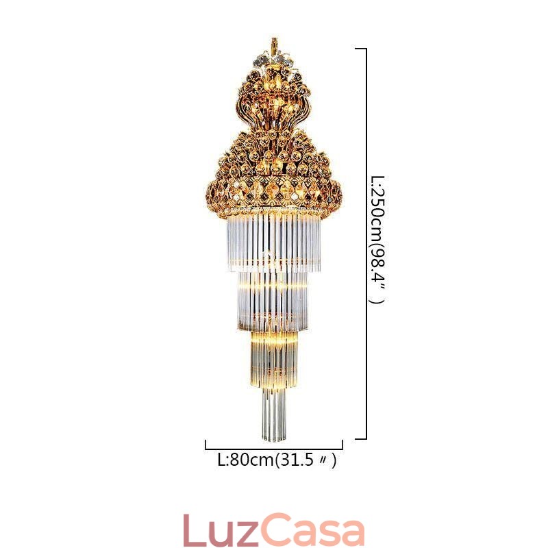 Lustre Império de Cristal Retro Luxo Pingente Longo
