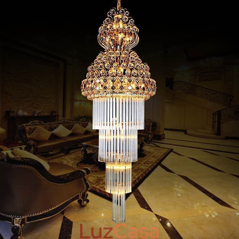 Lustre Império de Cristal Retro Luxo Pingente Longo