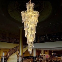 Lustre de cristal europeu grande formato redondo pingente longo
