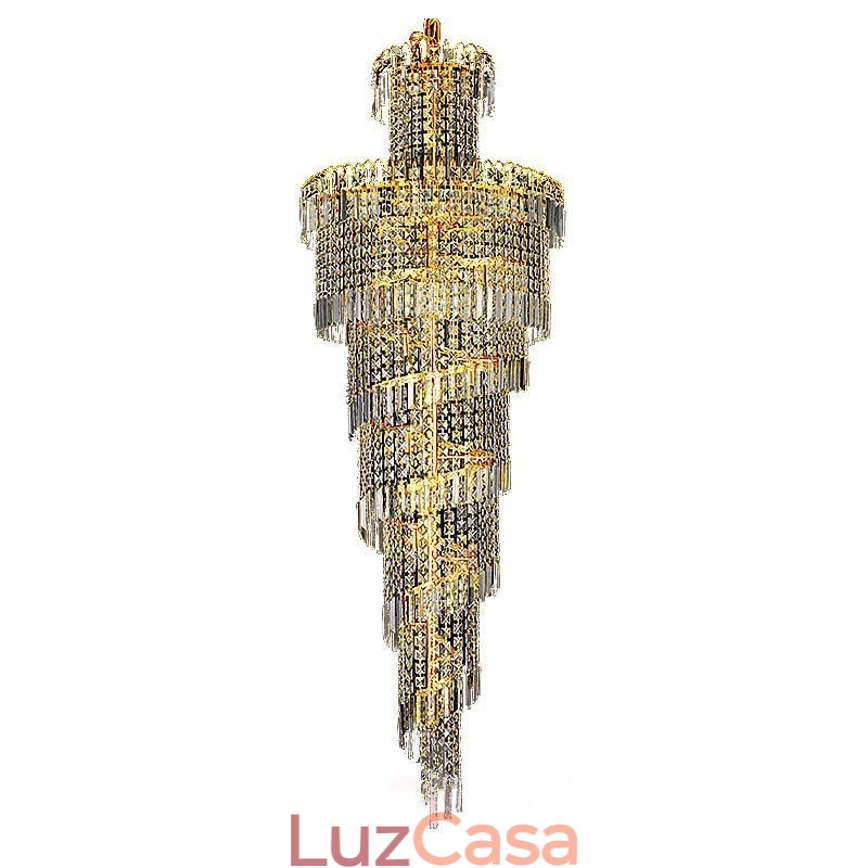 Lustre de cristal europeu grande formato redondo pingente longo