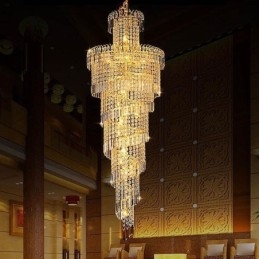 Lustre de cristal europeu grande formato redondo pingente longo