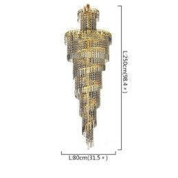 Lustre de cristal europeu grande formato redondo pingente longo