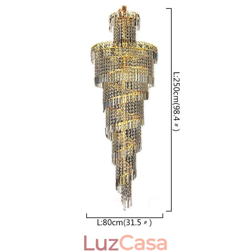 Lustre de cristal europeu grande formato redondo pingente longo