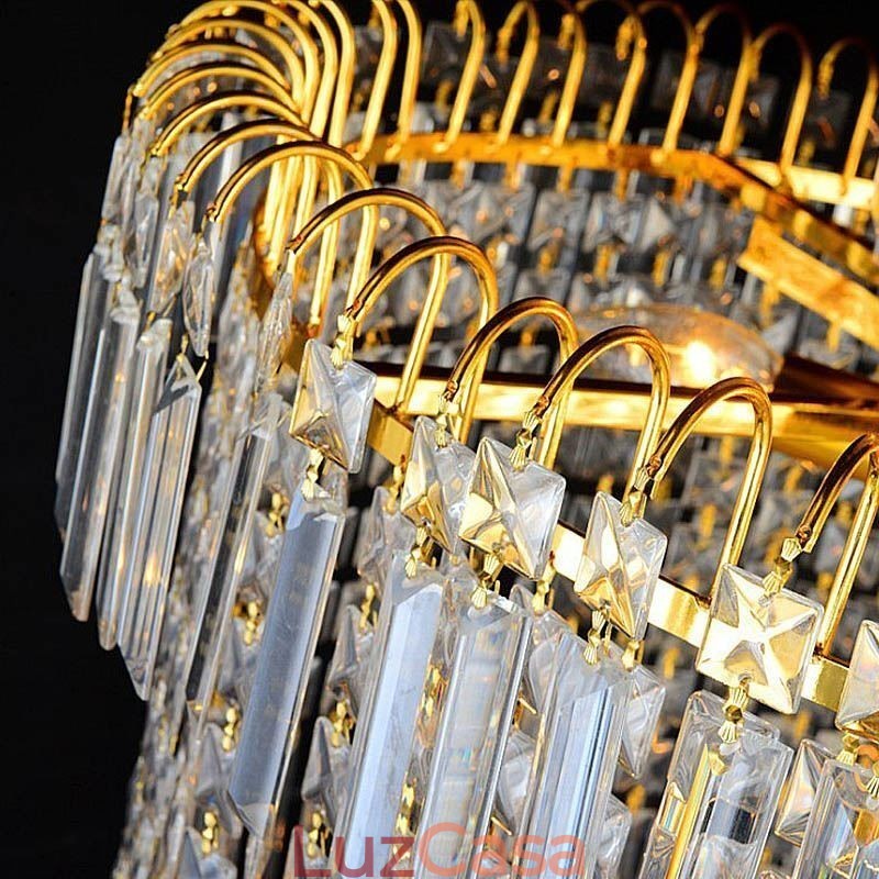 Lustre de cristal europeu grande formato redondo pingente longo