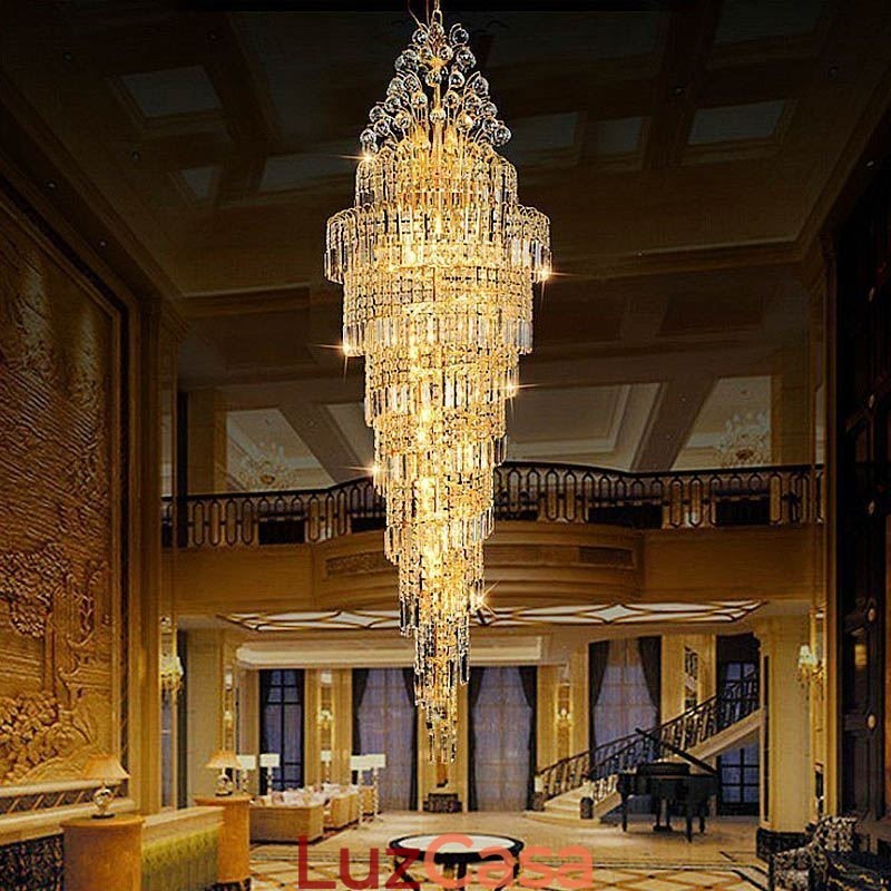 Elegante lustre de cristal império europeu luxo longo pingente