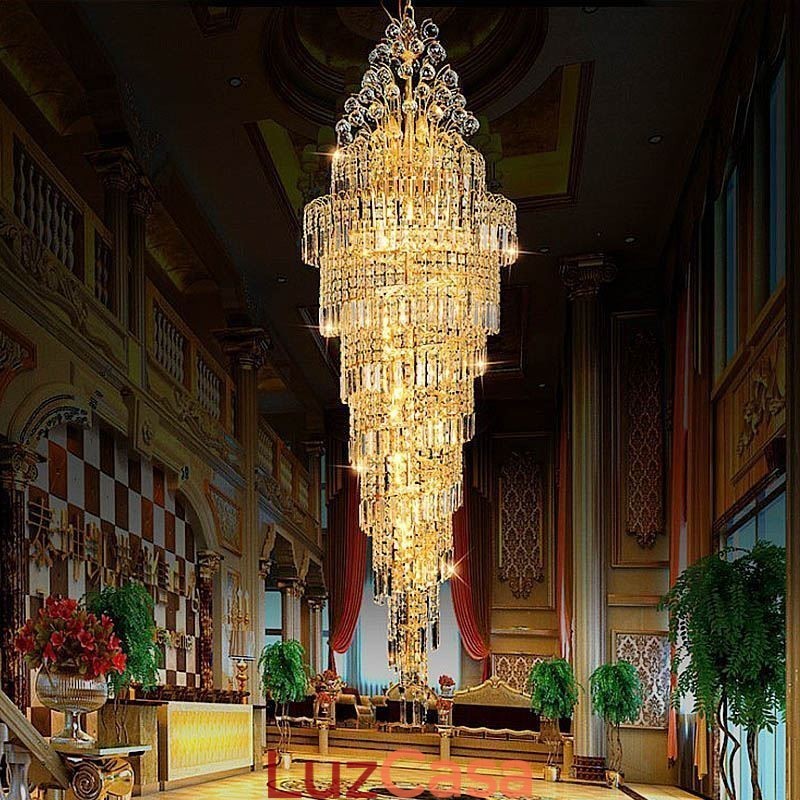 Elegante lustre de cristal império europeu luxo longo pingente