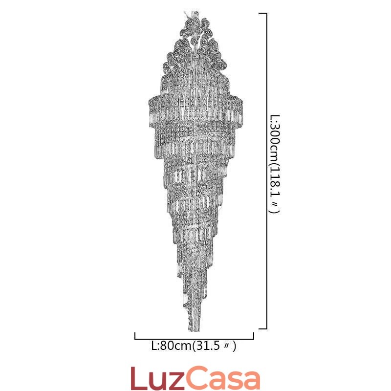 Elegante lustre de cristal império europeu luxo longo pingente