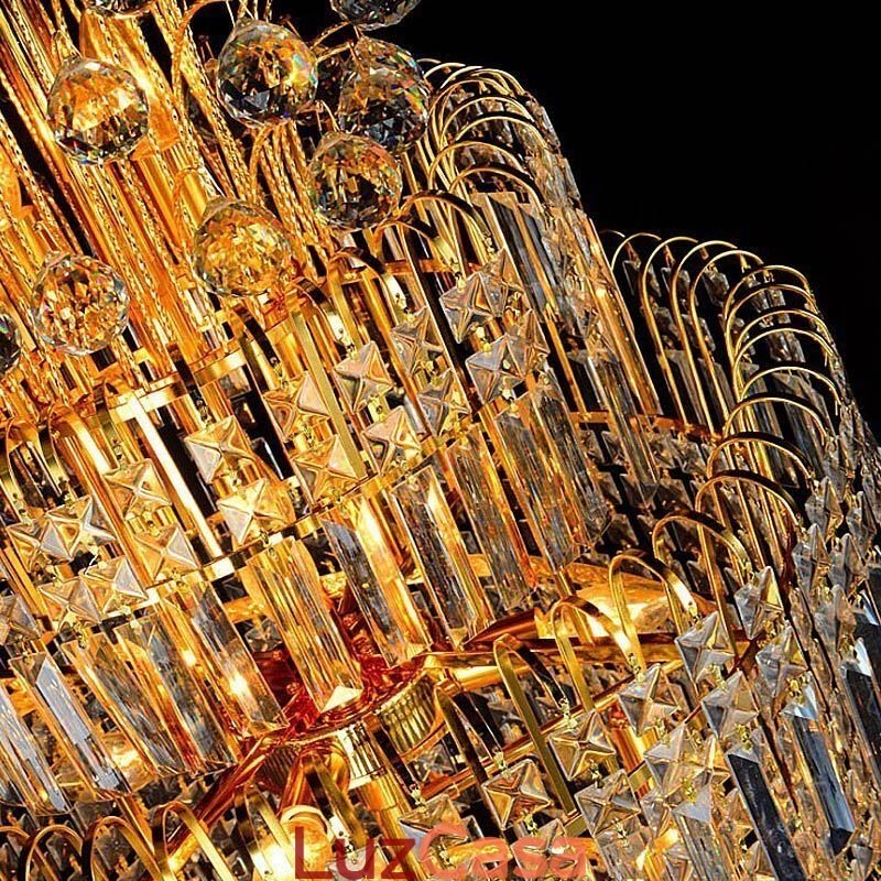 Elegante lustre de cristal império europeu luxo longo pingente