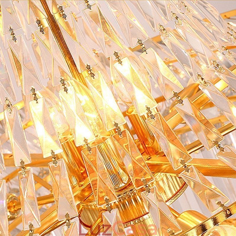 Lustre de cristal de luxo moderno europeu gracioso longo pingente duplex escada