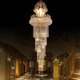Lustre de cristal gracioso moderno simples longo pingente escada duplex