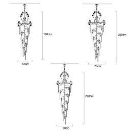 Lustre de cristal gracioso moderno simples longo pingente escada duplex