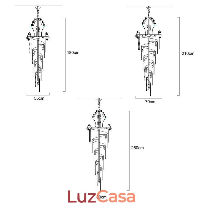 Lustre de cristal gracioso moderno simples longo pingente escada duplex
