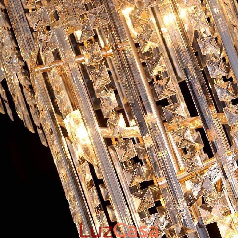 Lustre de cristal gracioso moderno simples longo pingente escada duplex