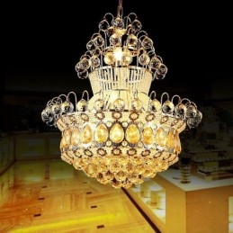 Lustre moderno de ouro império, luminária pendente de cristal simples