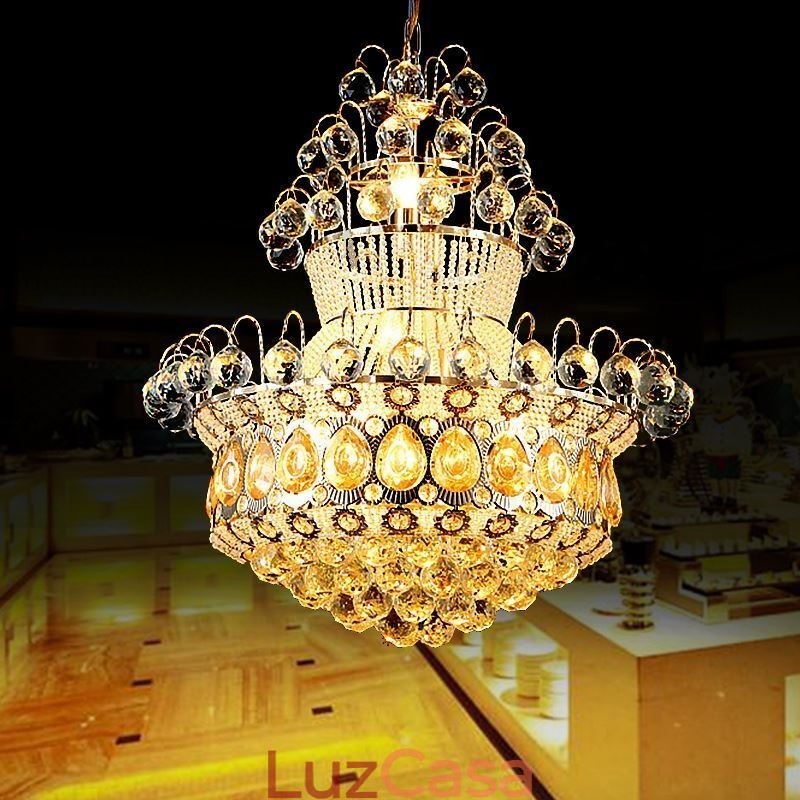 Lustre moderno de ouro império, luminária pendente de cristal simples