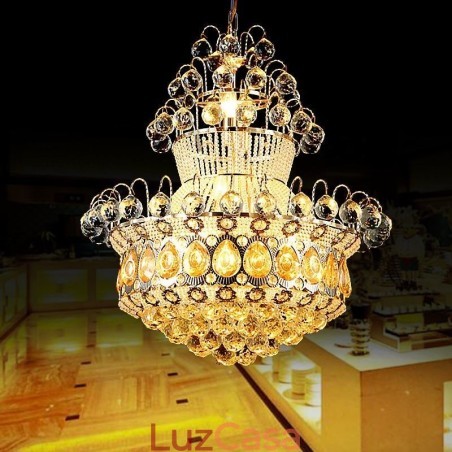 Lustre moderno de ouro império, luminária pendente de cristal simples Lustre moderno de ouro império, luminária pendente de cristal simples