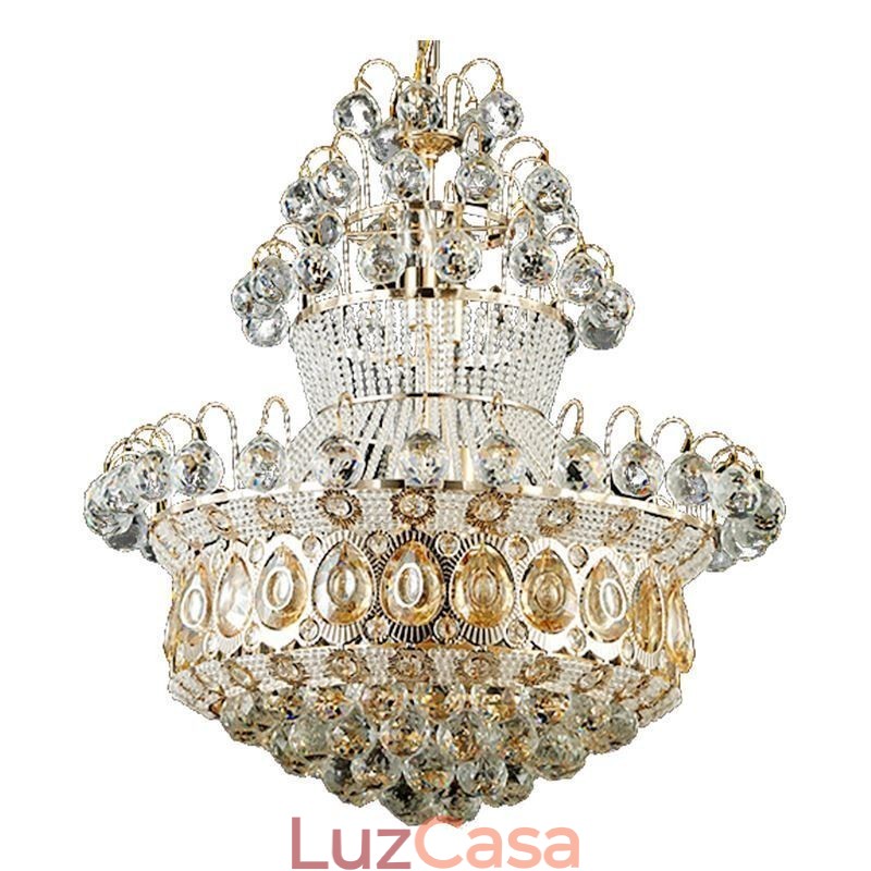 Lustre moderno de ouro império, luminária pendente de cristal simples