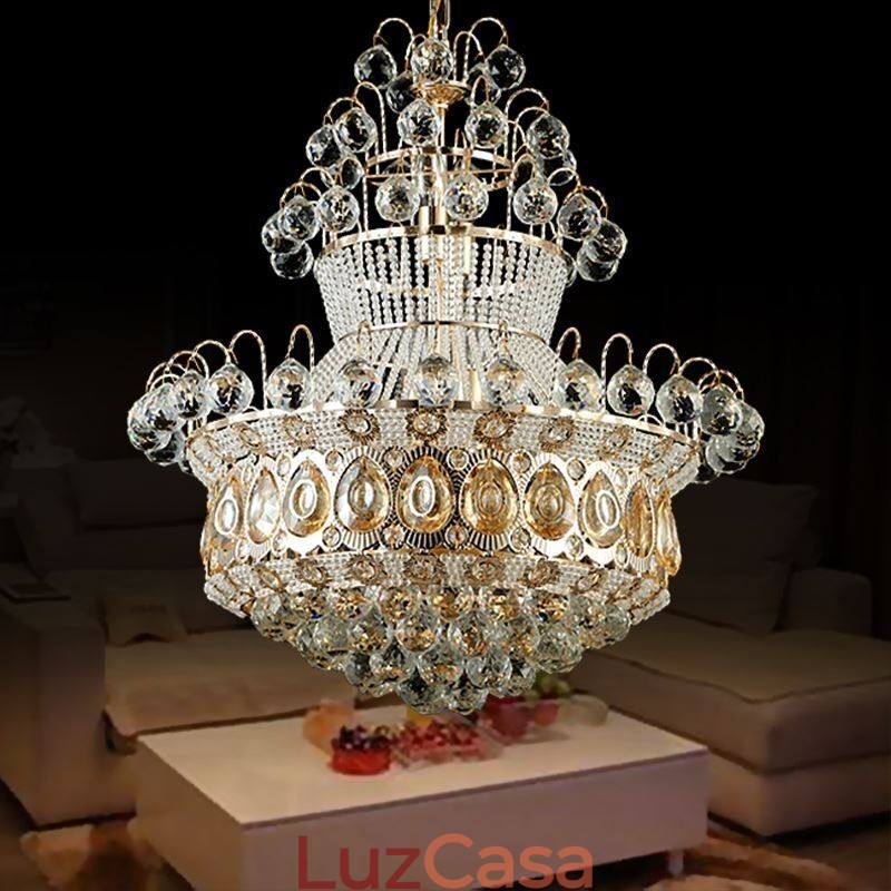Lustre moderno de ouro império, luminária pendente de cristal simples