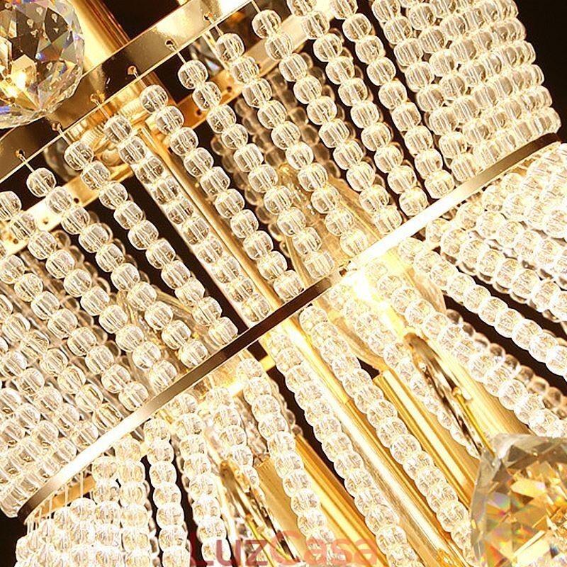 Lustre moderno de ouro império, luminária pendente de cristal simples