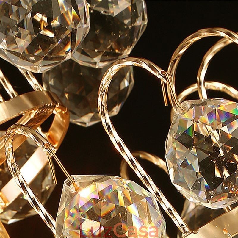 Lustre moderno de ouro império, luminária pendente de cristal simples