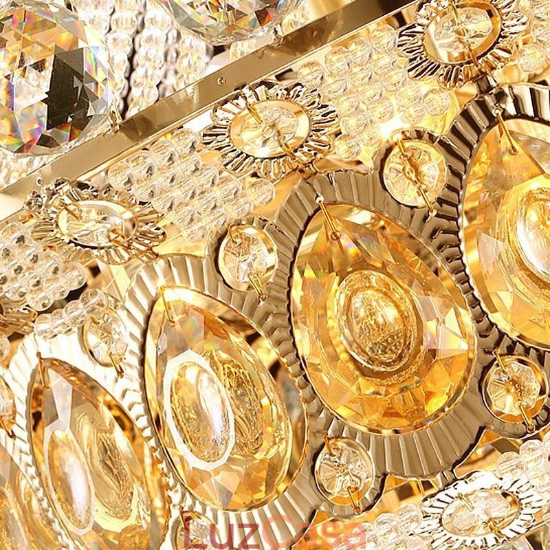 Lustre moderno de ouro império, luminária pendente de cristal simples