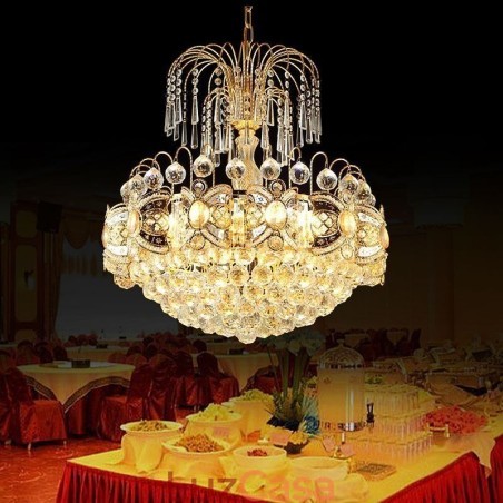 Lustre de cristal gracioso clássico cor dourada luz pendente Lustre de cristal gracioso clássico cor dourada luz pendente