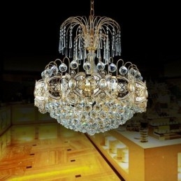 Lustre de cristal gracioso clássico cor dourada luz pendente