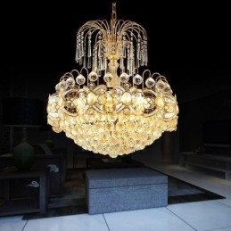 Lustre de cristal gracioso clássico cor dourada luz pendente