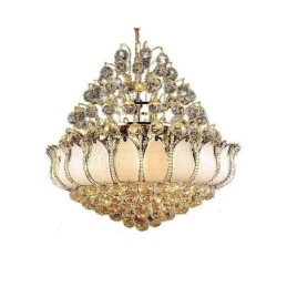 Lustre de Cristal Império Contemporâneo Luz Pingente Cor Dourada Lotus
