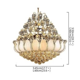 Lustre de Cristal Império Contemporâneo Luz Pingente Cor Dourada Lotus