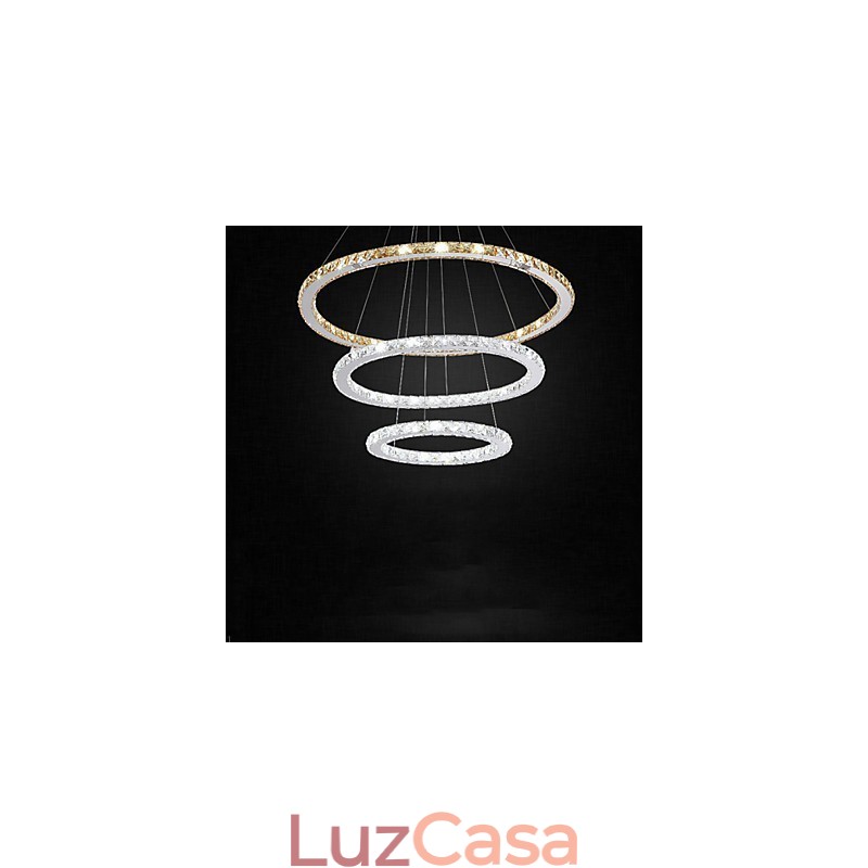 Luminárias pendentes âmbar e cristal K9 transparente Lustre de iluminação com 3 anéis