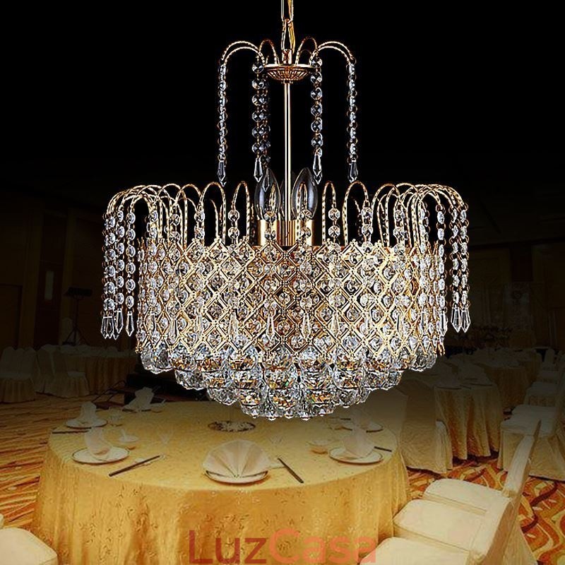 Lustre de cristal de luxo moderno e elegante luz pendente