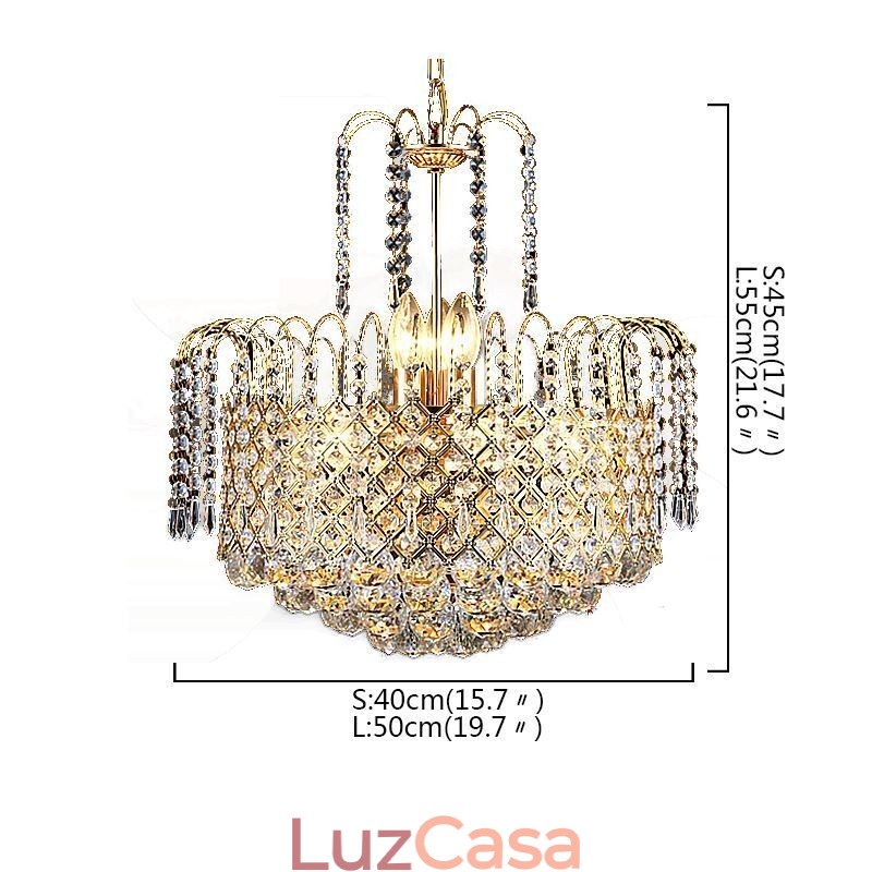 Lustre de cristal de luxo moderno e elegante luz pendente
