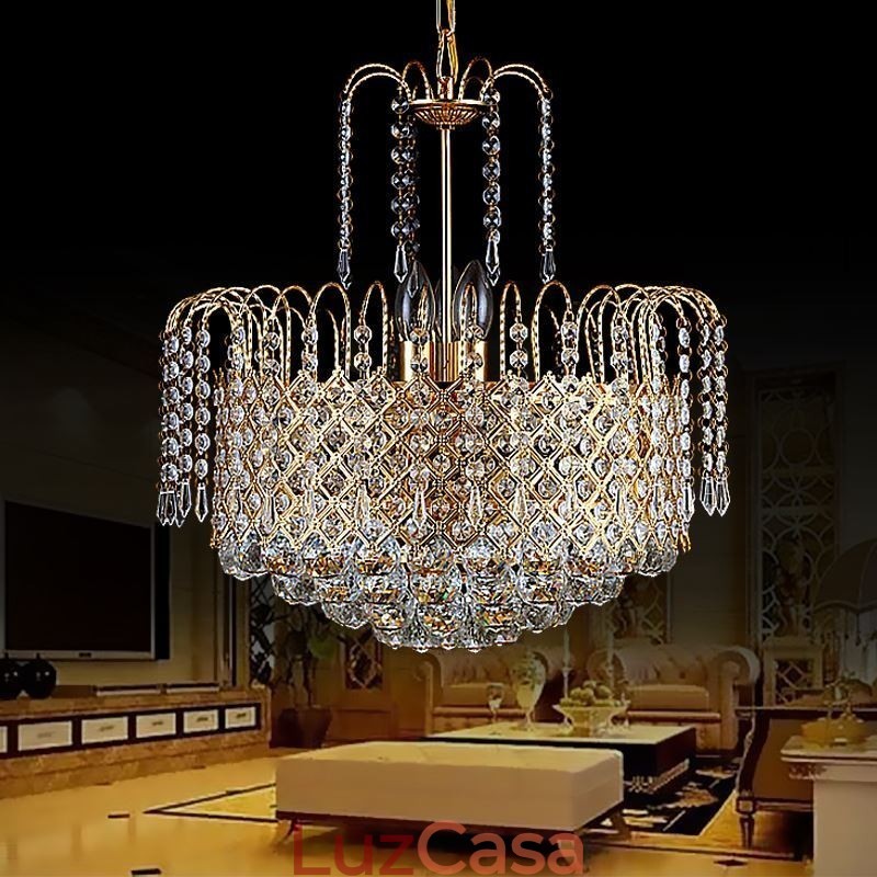 Lustre de cristal de luxo moderno e elegante luz pendente