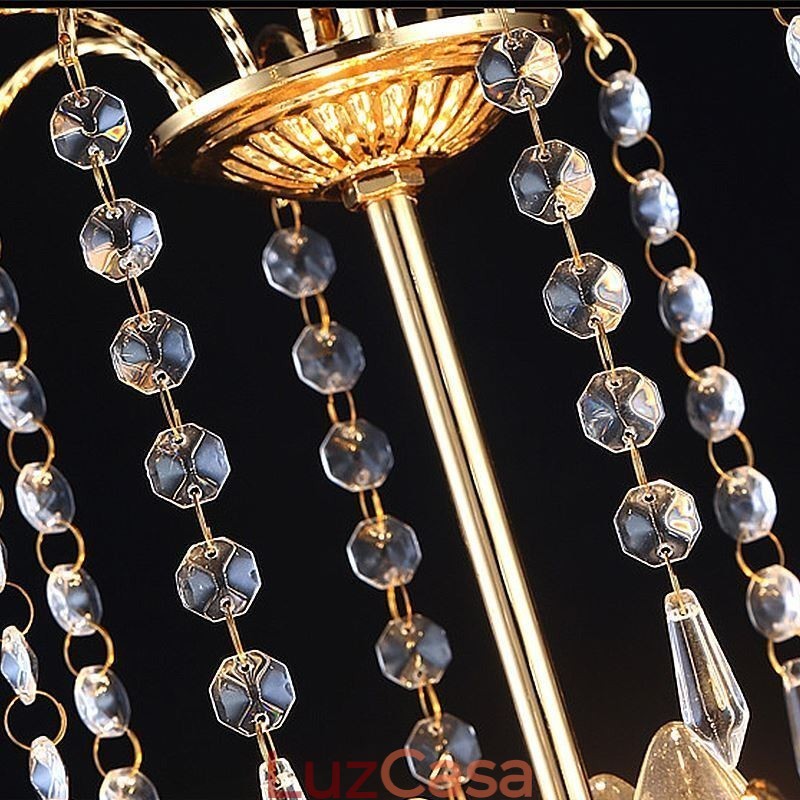 Lustre de cristal de luxo moderno e elegante luz pendente