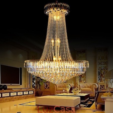 Elegante lustre de cristal europeu pendente luz longa lustre suspenso duplex escada Elegante lustre de cristal europeu pendente luz longa lustre suspenso duplex escada