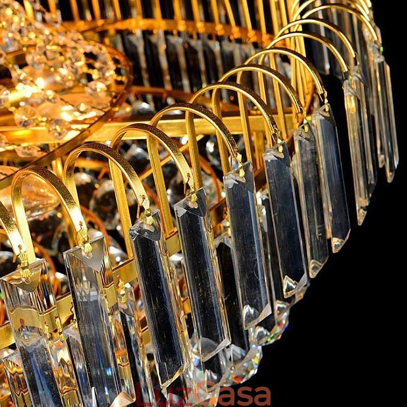 Elegante lustre de cristal europeu pendente luz longa lustre suspenso duplex escada