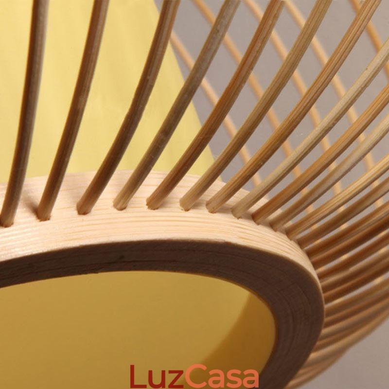 Luminária de teto redonda de bambu criativa semi embutida exclusiva para iluminação de varanda