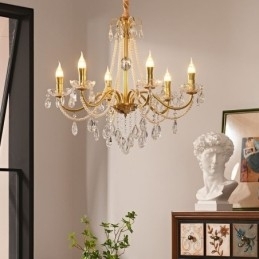 Luminária pendente de cristal americana estilo country, luminária de teto criativa com arte em ferro