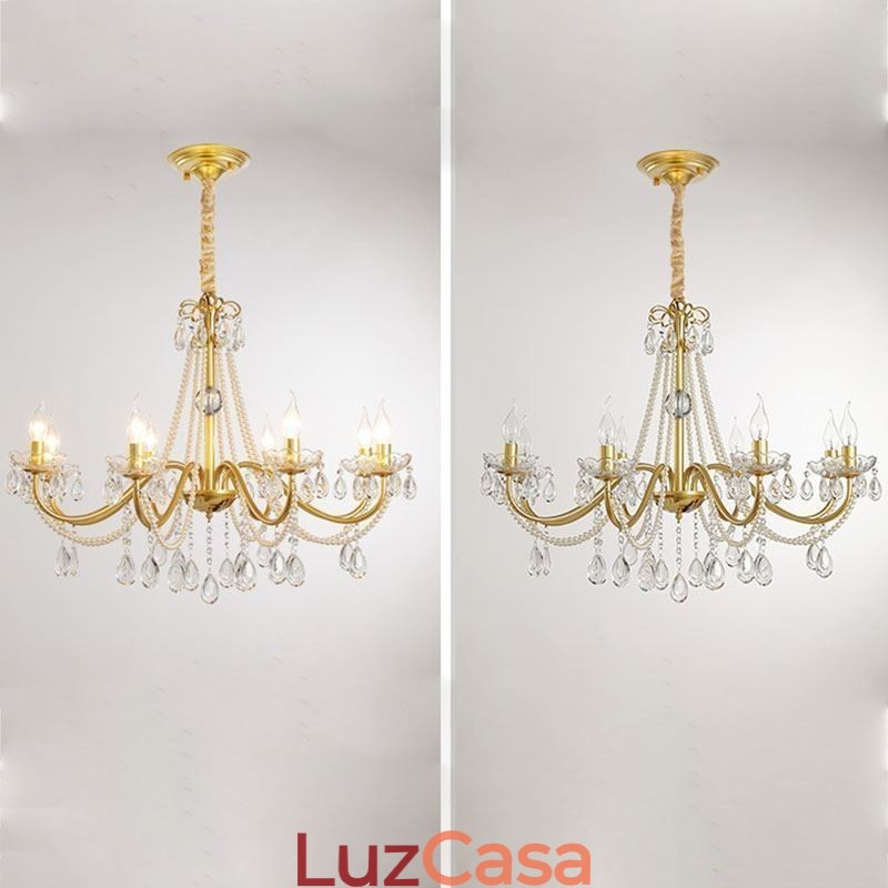 Luminária pendente de cristal americana estilo country, luminária de teto criativa com arte em ferro
